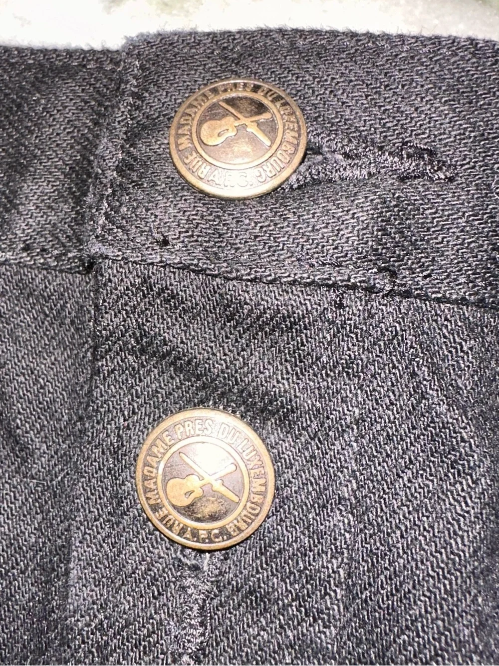 A.P.C. Theresa Size UK 40/US 8 Black Denim Skirt with Antique Brass Buttons